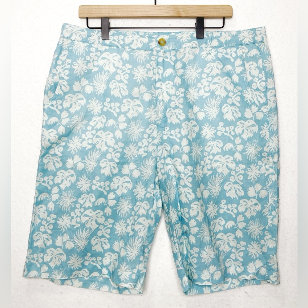 Isle Bay Linens Men's Linen Blend Tropical Print Shorts Size 36